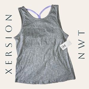 GIRL’S NWT XERSION TANK TOP WITH BUILT IN BRA SIZE LARGE (14) GRAY AND PURPLE